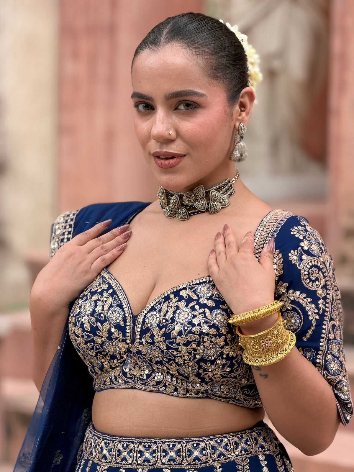 Georgette Lehenga with Dori & Sequin Work | Sizes Up to 46