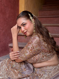 Shimmer Tissue Lehenga with Beads, Thread & Sequin Cutdana Work