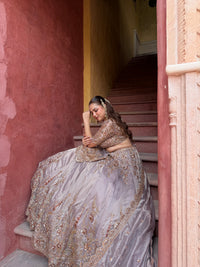 Shimmer Tissue Lehenga with Beads, Thread & Sequin Cutdana Work
