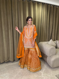 Banarasi Suit with Dabka, Pearl, Mirror & Jarkan Work | Elegant Ethnic Wear