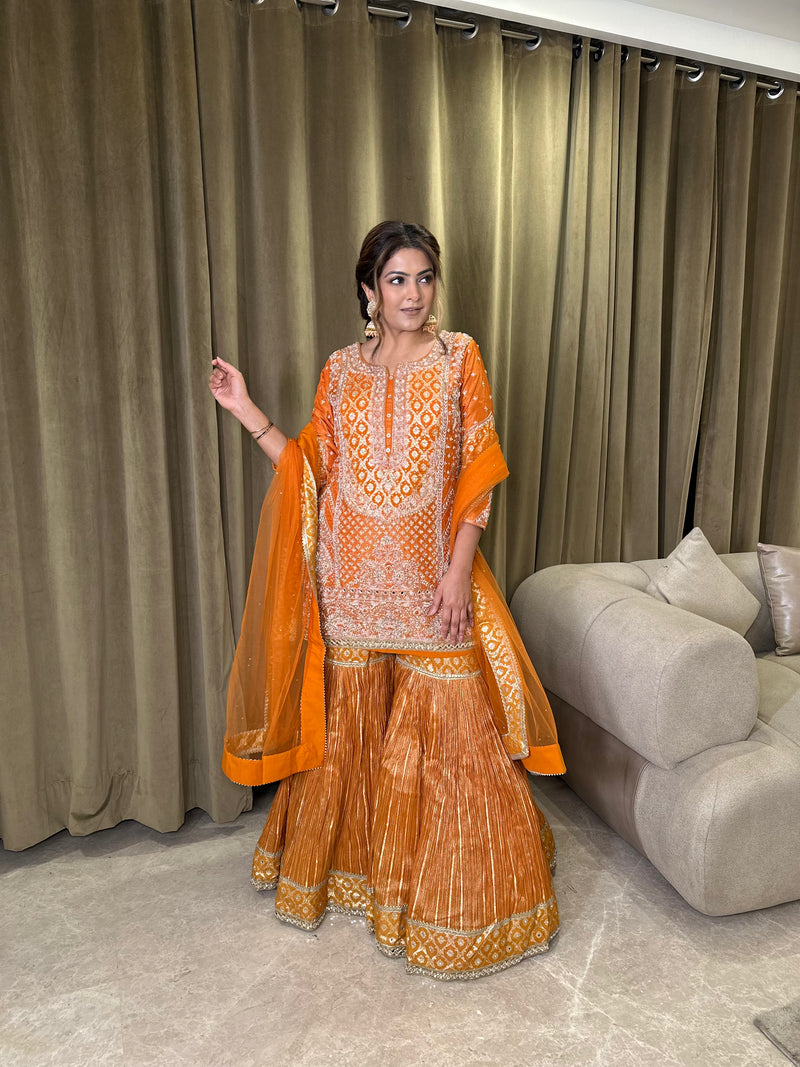 Banarasi Suit with Dabka, Pearl, Mirror & Jarkan Work | Elegant Ethnic Wear
