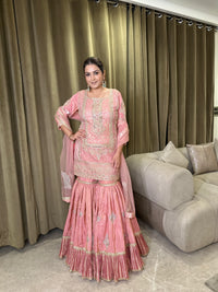 Banarasi Suit with Dabka, Pearl, Mirror & Jarkan Work