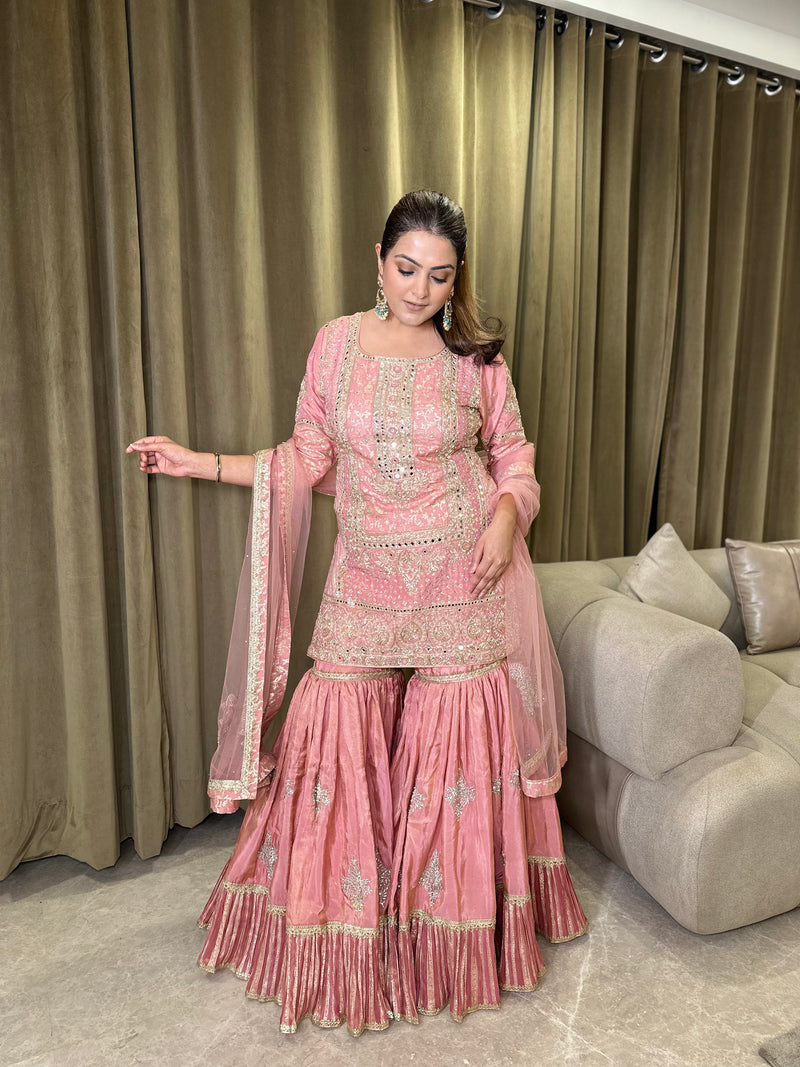 Banarasi Suit with Dabka, Pearl, Mirror & Jarkan Work