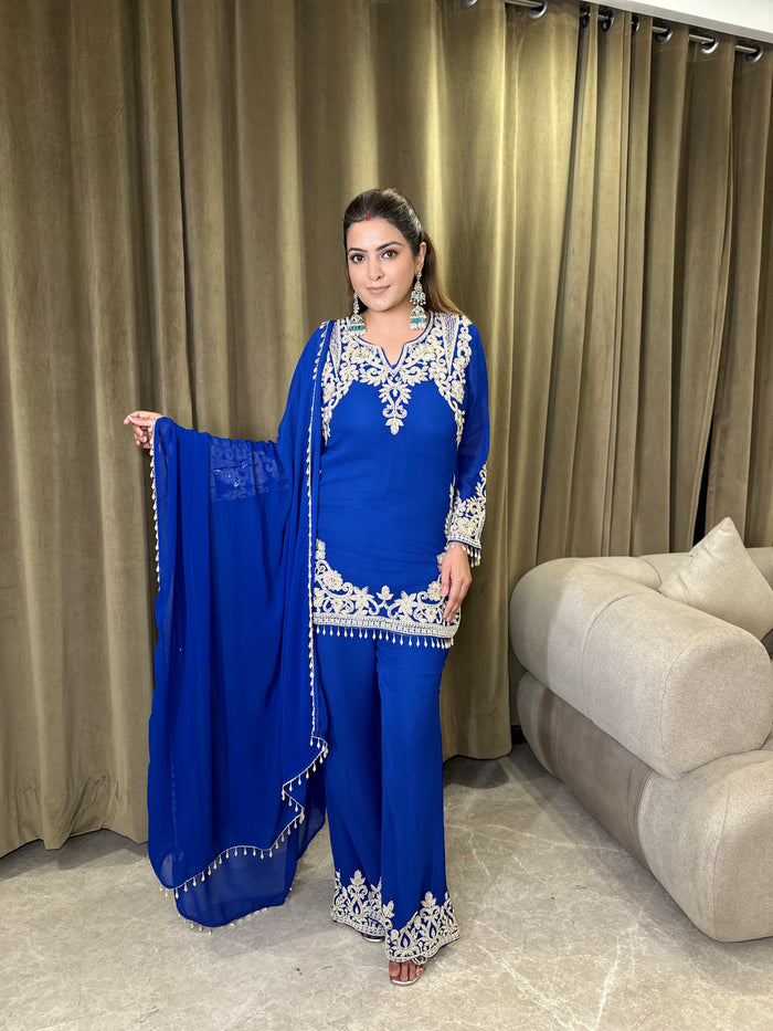 Blue Handwork Suit | Elegant Ethnic Wear for Special Occasions