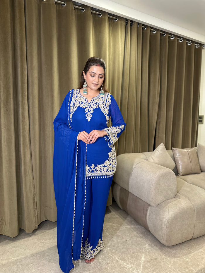Blue Handwork Suit | Elegant Ethnic Wear for Special Occasions