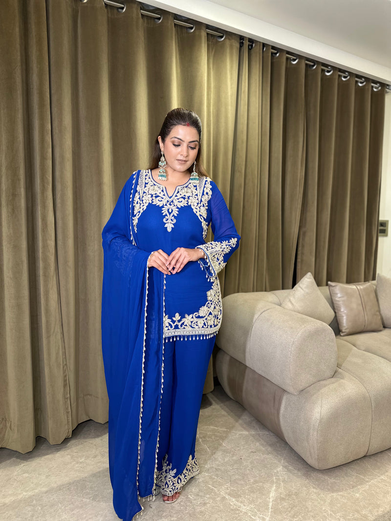 Blue Handwork Suit | Elegant Ethnic Wear for Special Occasions