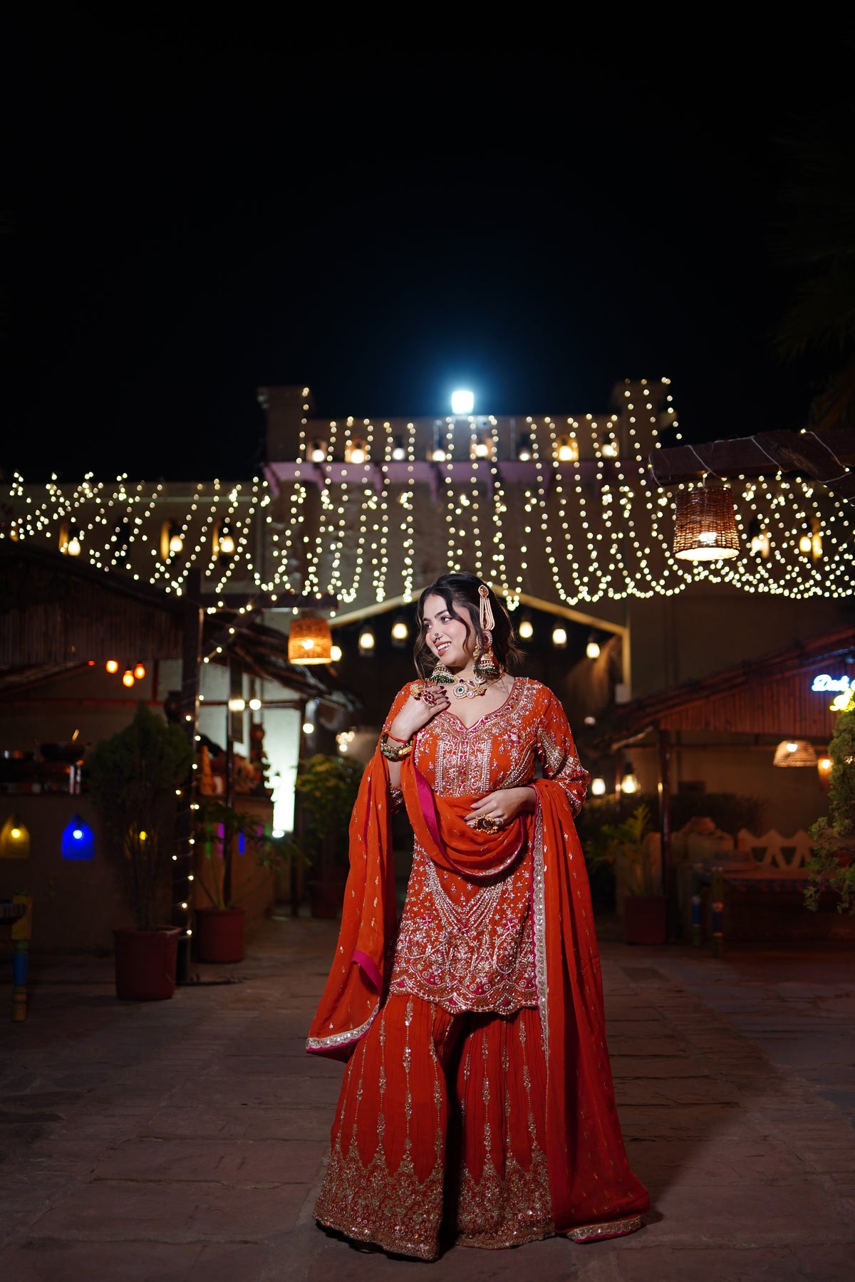 Georgette Outfit with Pearl, Dabka & Cutdana Handwork | Up to Size 44