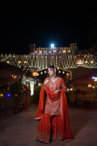 Georgette Outfit with Pearl, Dabka & Cutdana Handwork | Up to Size 44