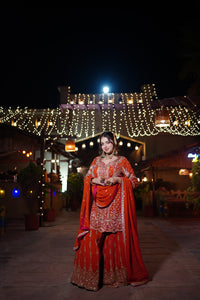 Georgette Outfit with Pearl, Dabka & Cutdana Handwork | Up to Size 44