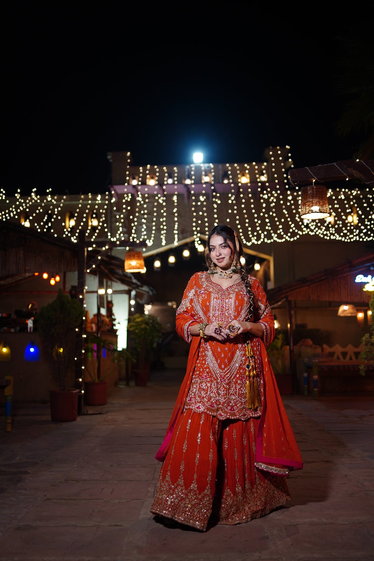 Georgette Outfit with Pearl, Dabka & Cutdana Handwork | Up to Size 44