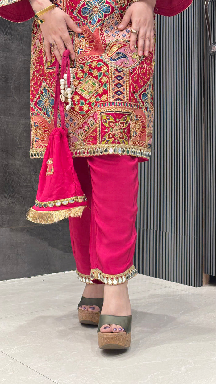 Digital Print Co-ord Set with Intricate Dori Work