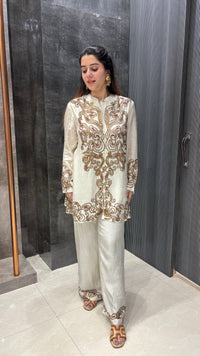 Silk Co-ord Set with Handwork & Sequin Embellishments