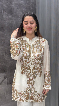Silk Co-ord Set with Handwork & Sequin Embellishments