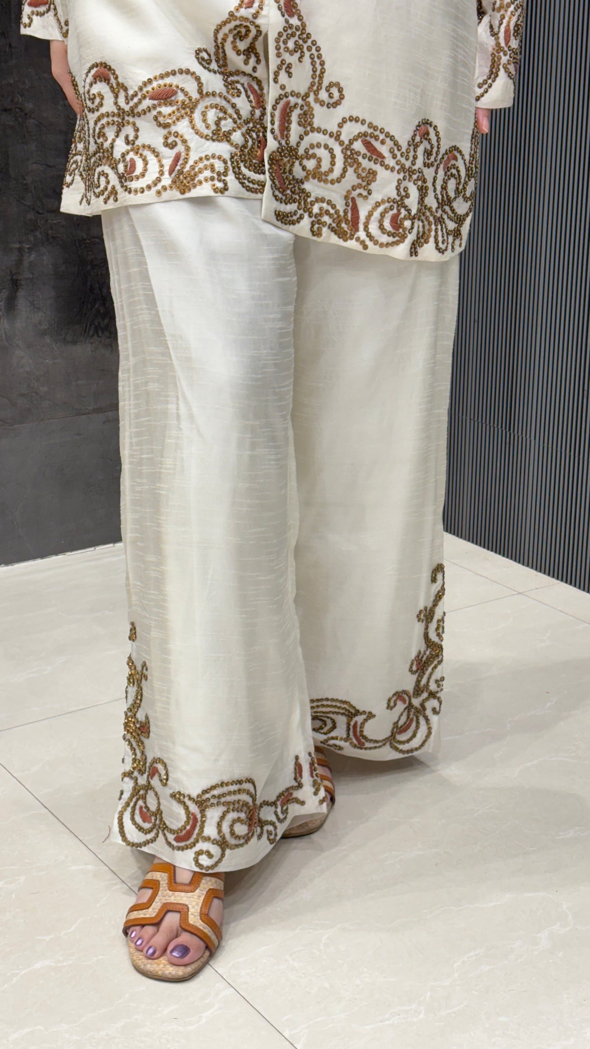 Silk Co-ord Set with Handwork & Sequin Embellishments