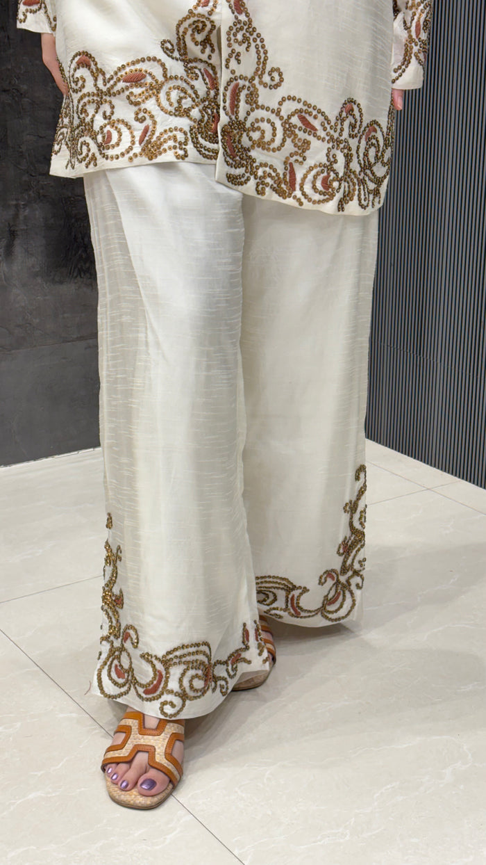 Silk Co-ord Set with Handwork & Sequin Embellishments