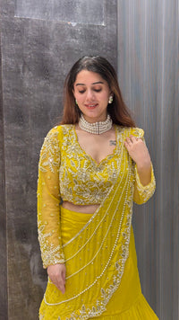 Designer Fish-Cut Lehenga with Handworked Blouse