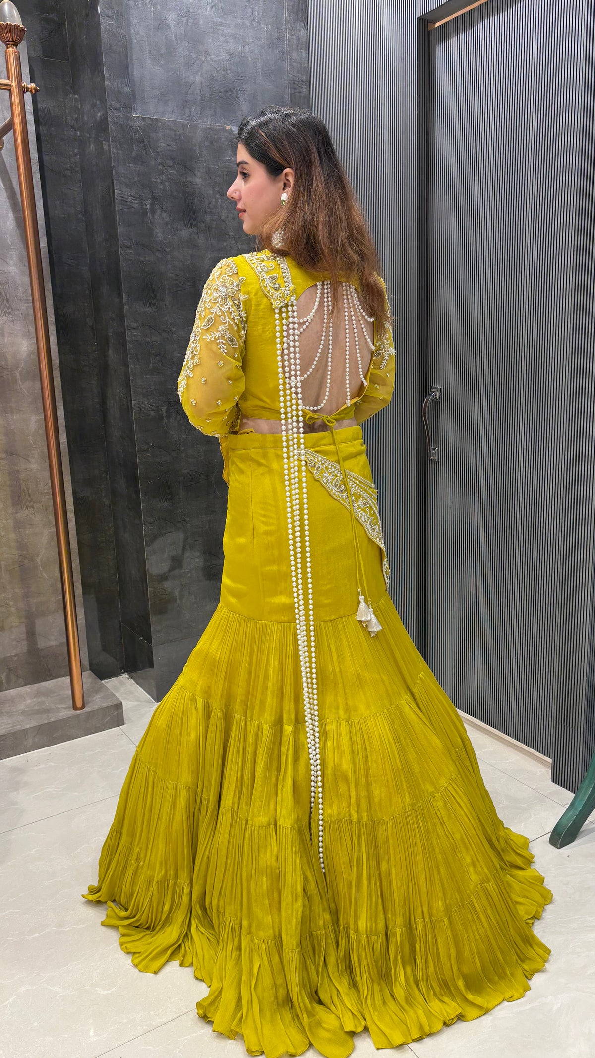 Designer Fish-Cut Lehenga with Handworked Blouse