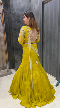 Designer Fish-Cut Lehenga with Handworked Blouse