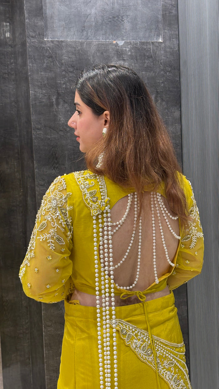 Designer Fish-Cut Lehenga with Handworked Blouse