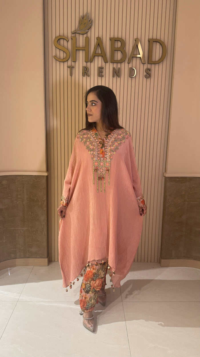 Jimmy Choo Fabric Kaftan Set with Cut Dana & Sequin Pearl Embellishments