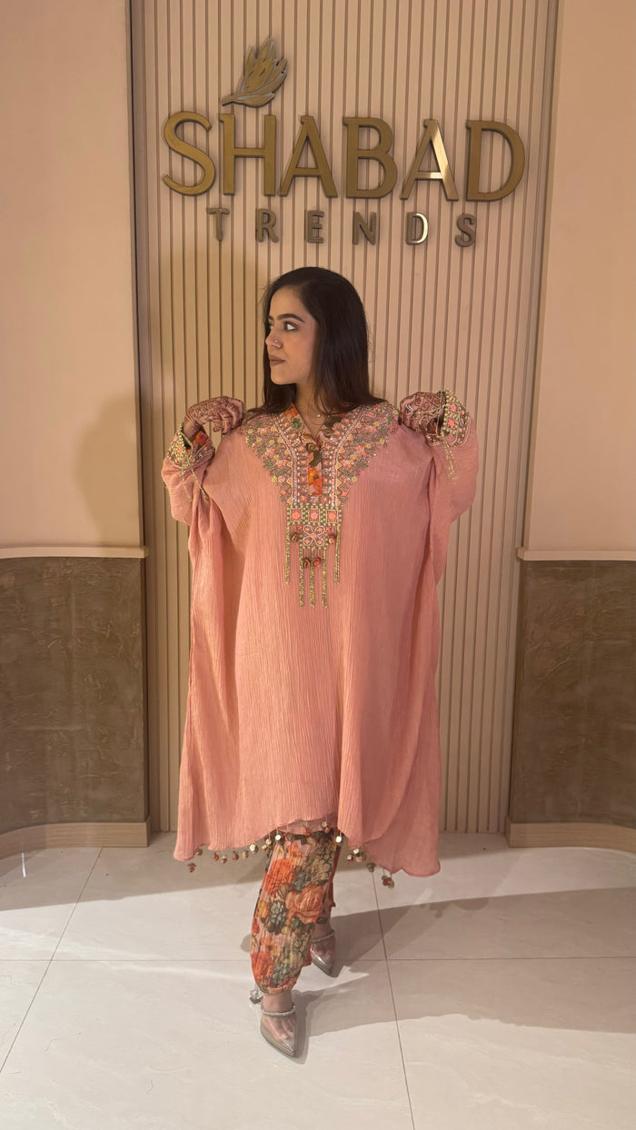 Jimmy Choo Fabric Kaftan Set with Cut Dana & Sequin Pearl Embellishments