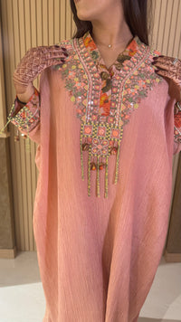 Jimmy Choo Fabric Kaftan Set with Cut Dana & Sequin Pearl Embellishments