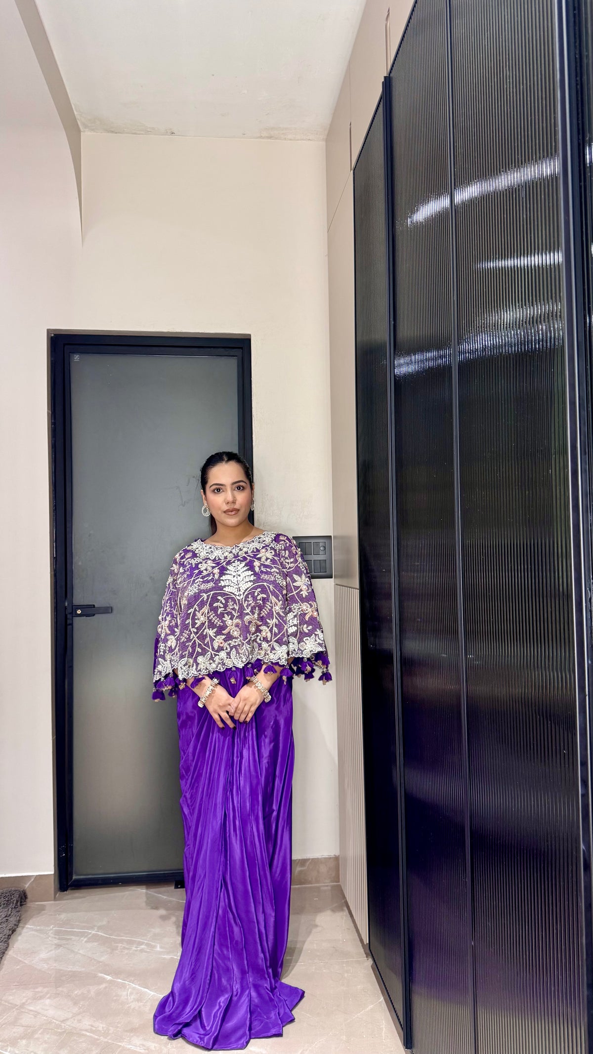 Pearl & Zari Shimmer Silk Indo-Western Set