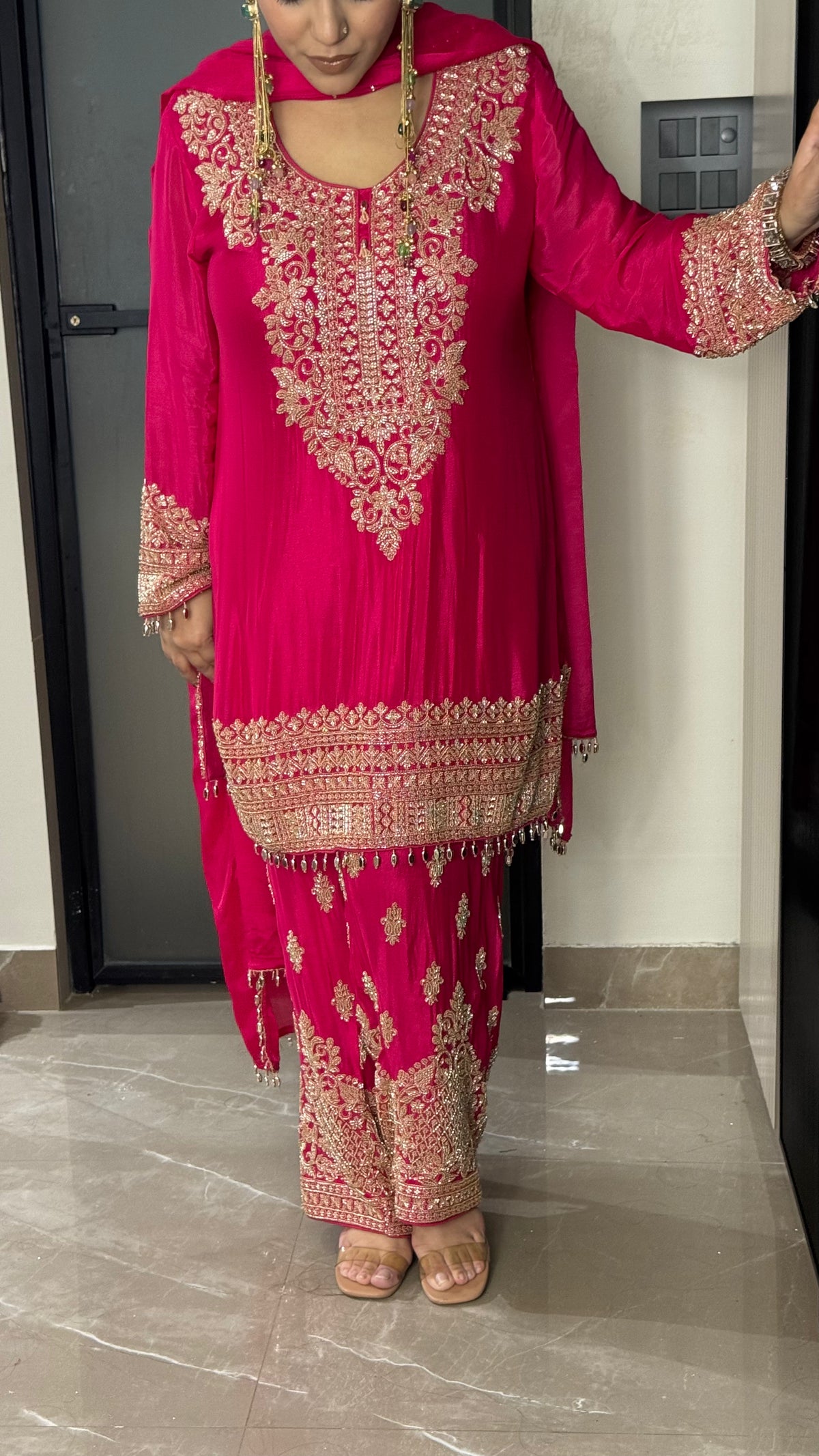 Elegant Chinon Beads Work Suit Set – Handcrafted Luxury