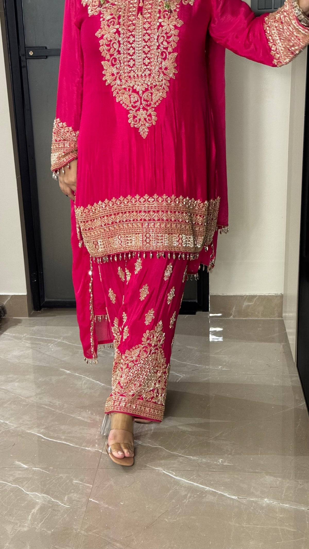 Elegant Chinon Beads Work Suit Set – Handcrafted Luxury