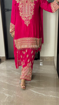 Elegant Chinon Beads Work Suit Set – Handcrafted Luxury