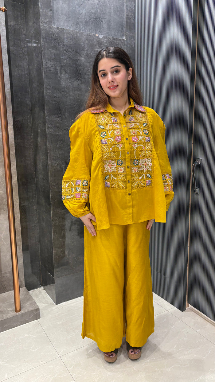 Handworked Pearl & Thread Embroidered Coord Set