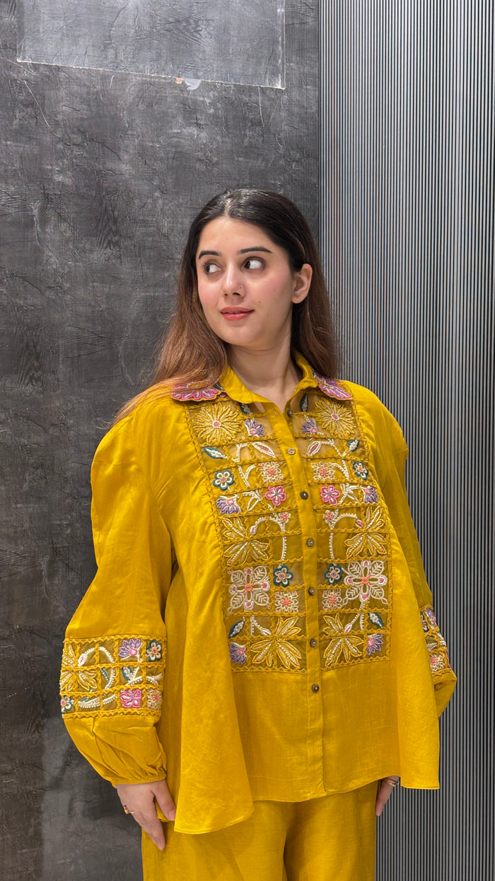 Handworked Pearl & Thread Embroidered Coord Set