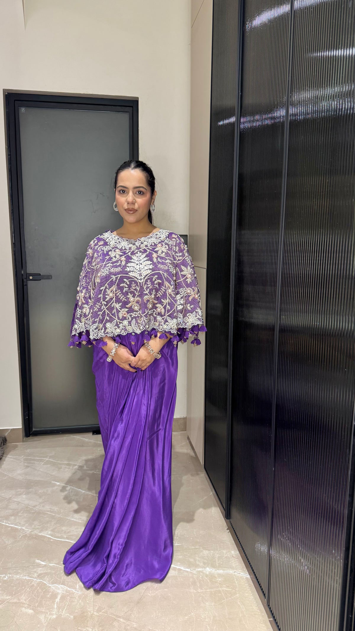 Pearl & Zari Shimmer Silk Indo-Western Set