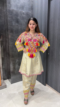 Shimmer Organza Coord Set with Mirror Work & Thread Embroidery