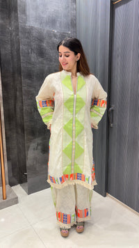 Linen Cotton Co-ord Set with Neon Accents