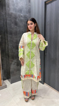 Linen Cotton Co-ord Set with Neon Accents