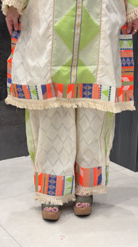 Linen Cotton Co-ord Set with Neon Accents