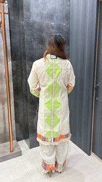 Linen Cotton Co-ord Set with Neon Accents