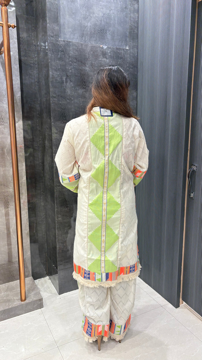 Linen Cotton Co-ord Set with Neon Accents