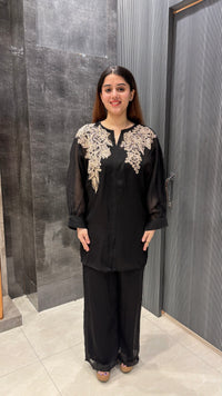 Georgette Co-ord Set with Aari Work & Cutdana Detailing