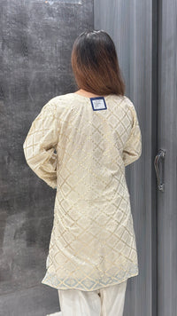 Banarasi Co-ord Set with Kundan & Dabka Hand-Embroidered Neckline