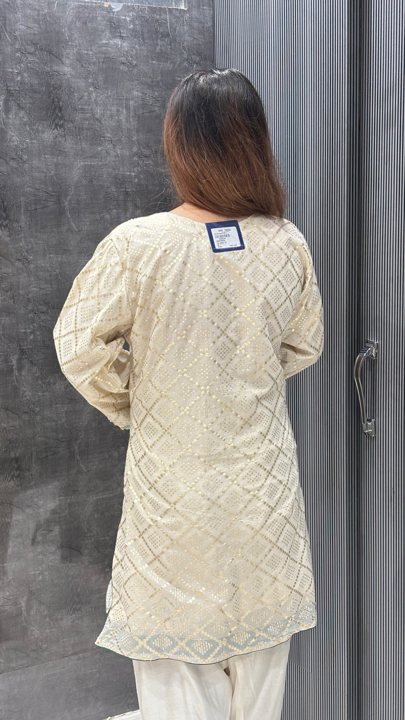Banarasi Co-ord Set with Kundan & Dabka Hand-Embroidered Neckline