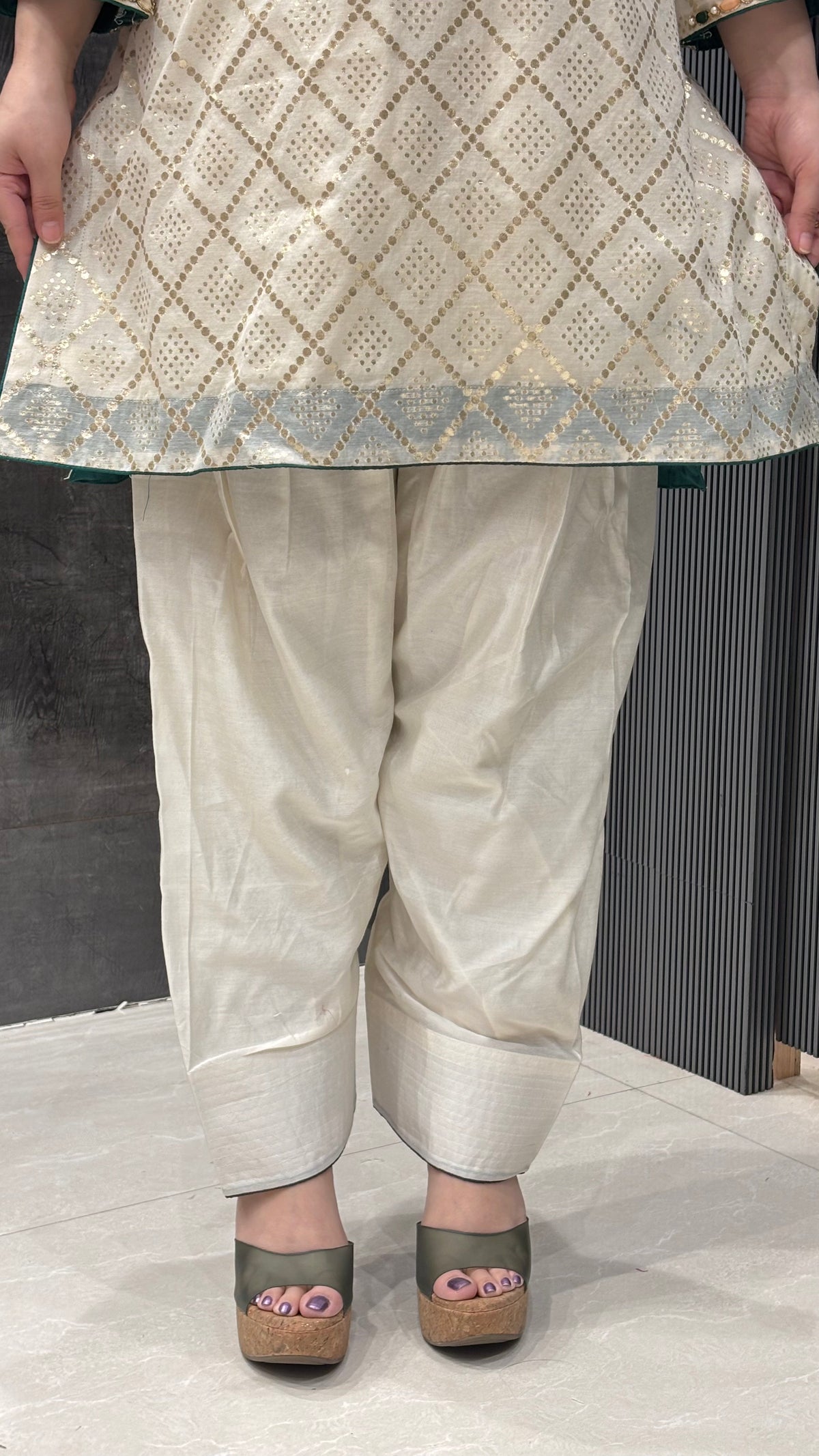 Banarasi Co-ord Set with Kundan & Dabka Hand-Embroidered Neckline