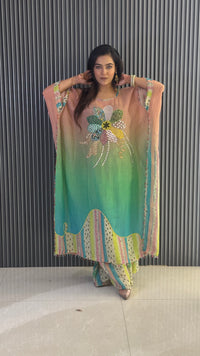 Elegant Kaftan Set with Pearl Cut Dana & Sequin Detailing