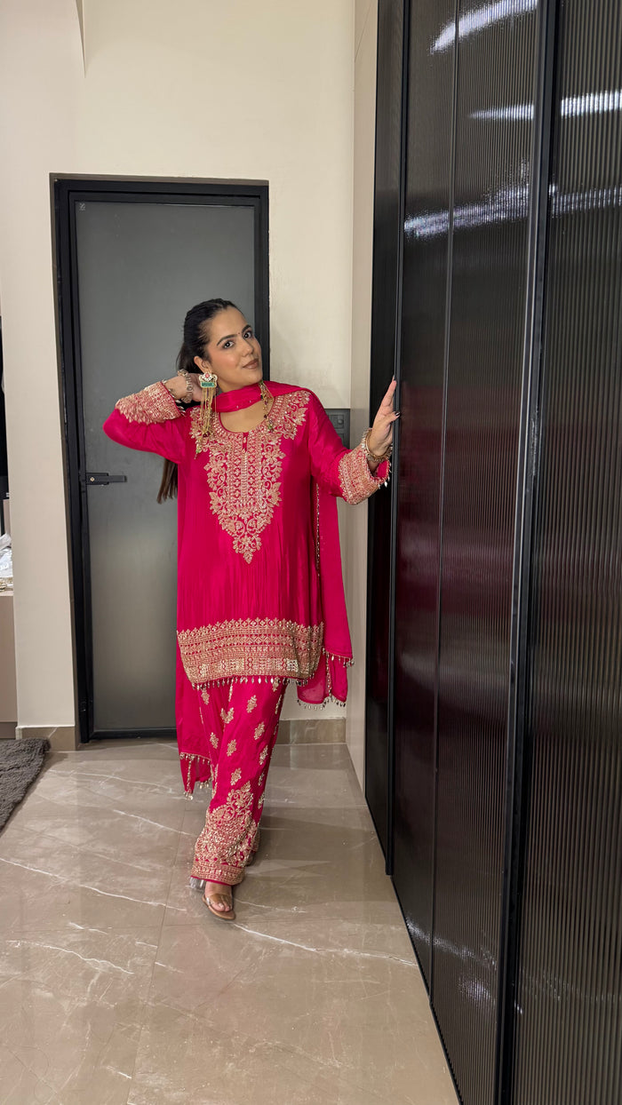 Elegant Chinon Beads Work Suit Set – Handcrafted Luxury