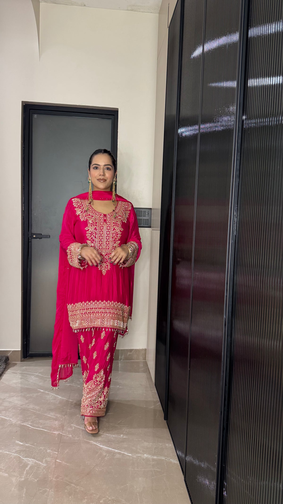 Elegant Chinon Beads Work Suit Set – Handcrafted Luxury