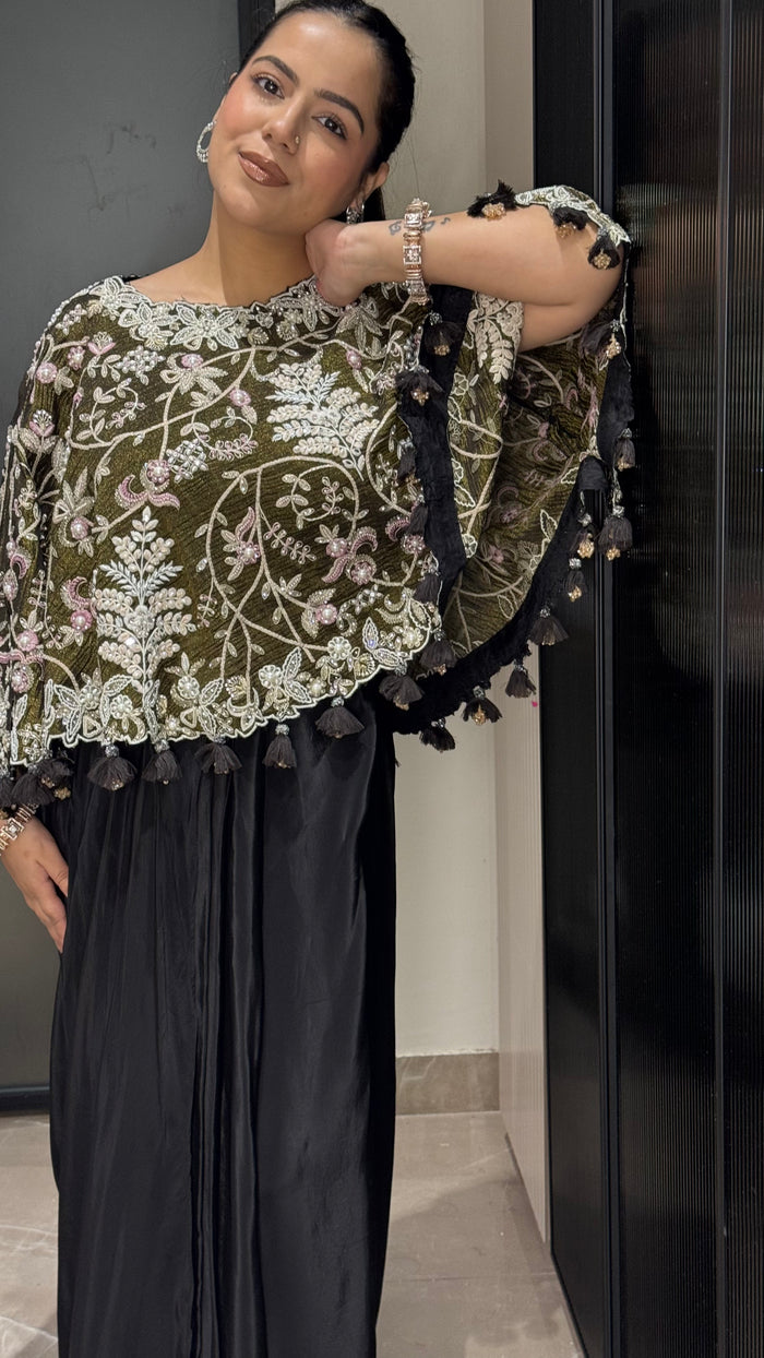 Pearl & Zari Shimmer Silk Indo-Western Set