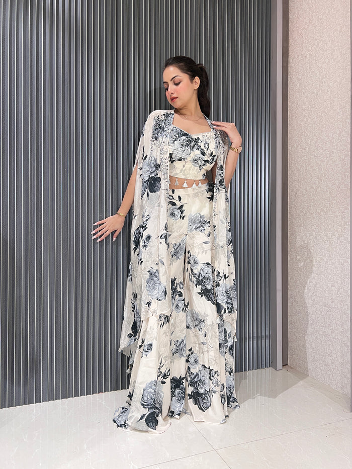 Chic Crepe Co-Ord Set with Cut Dana Work and Digital Print