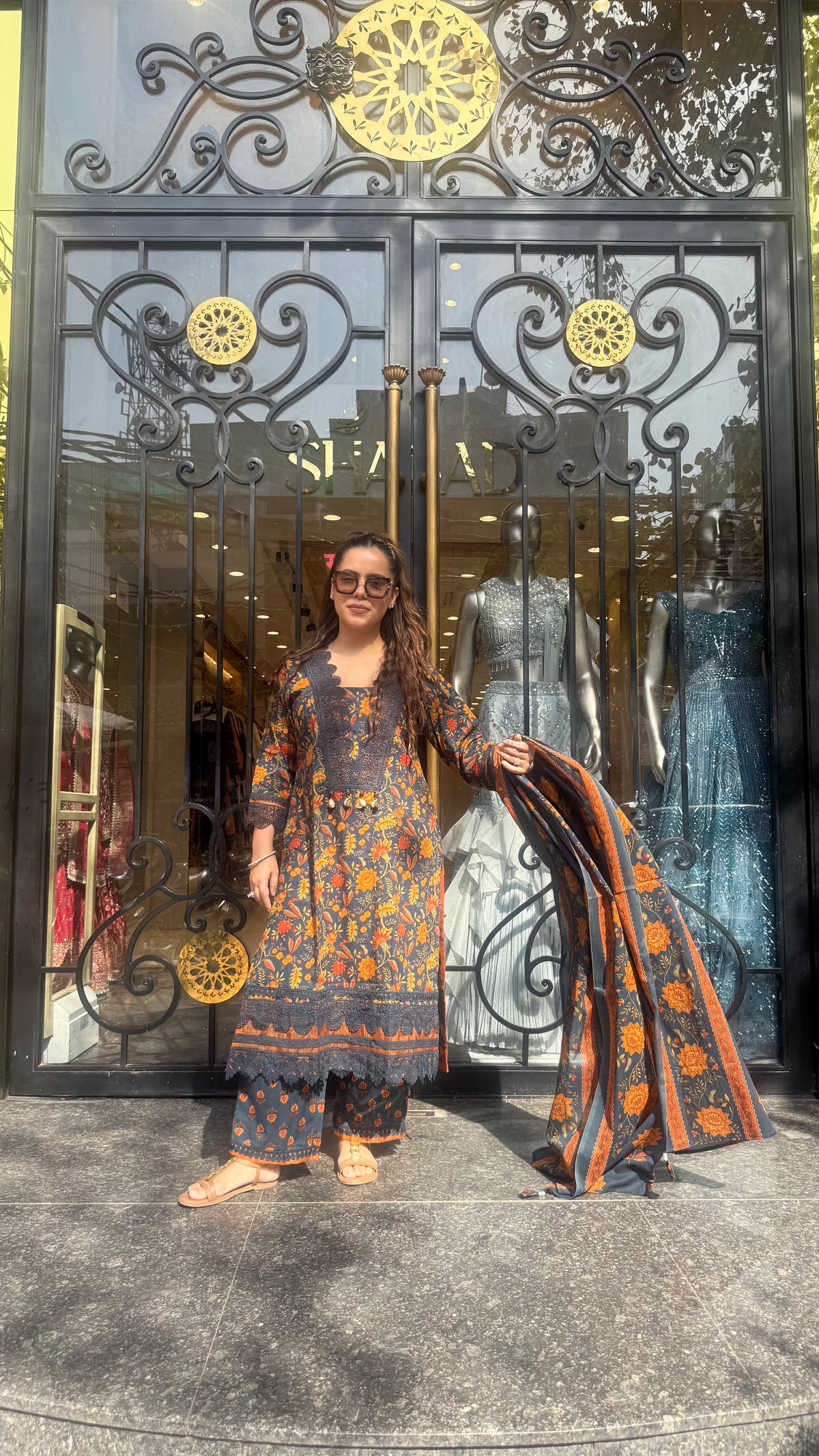 Women’s Printed Cotton Suit Set with Lace Work | Elegant Ethnic Wear