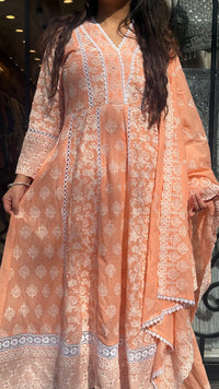 Women’s Mul Cotton Chikankari Suit Set with Thread Embroidery | Elegant Ethnic Wear